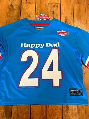 Happy Dad Blue Cropped Football Jersey